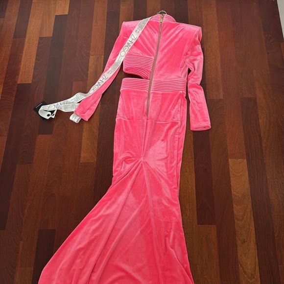 Zhivago Message To Love Gown- Velvet in Neon Pink - Picture 16 of 16